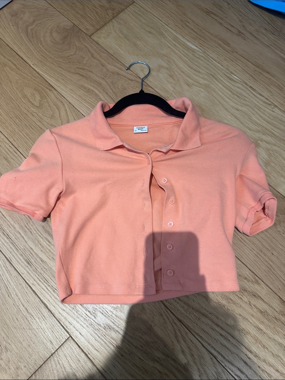 Kids Cropped Polo Top in Peach